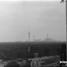 La centrale nuclaire vue depuis Pripyat